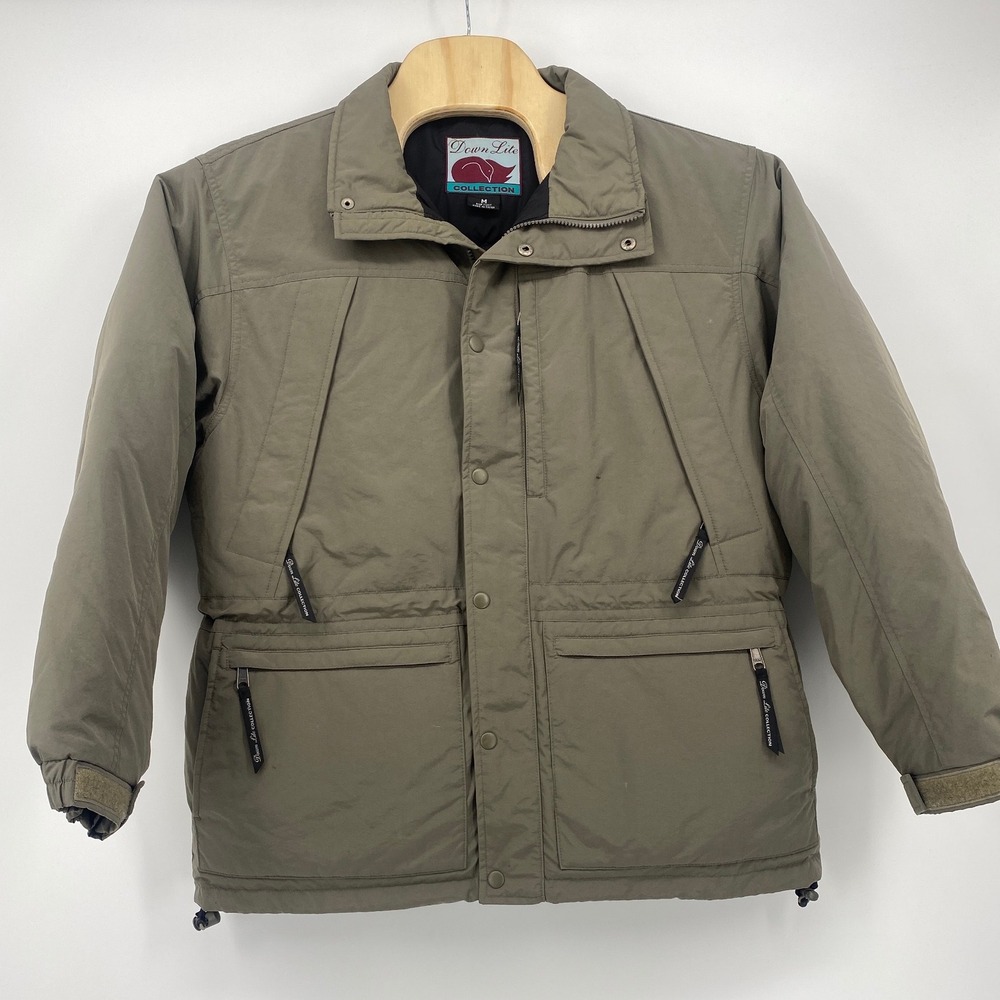 Down Lite Collection Puffer Jacket M Olive Green Utility Multi-Pocket Excellent
